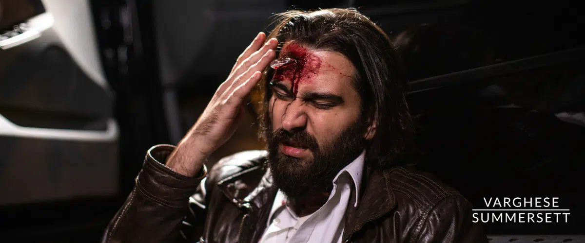 Puncture wound on the face from car accident 