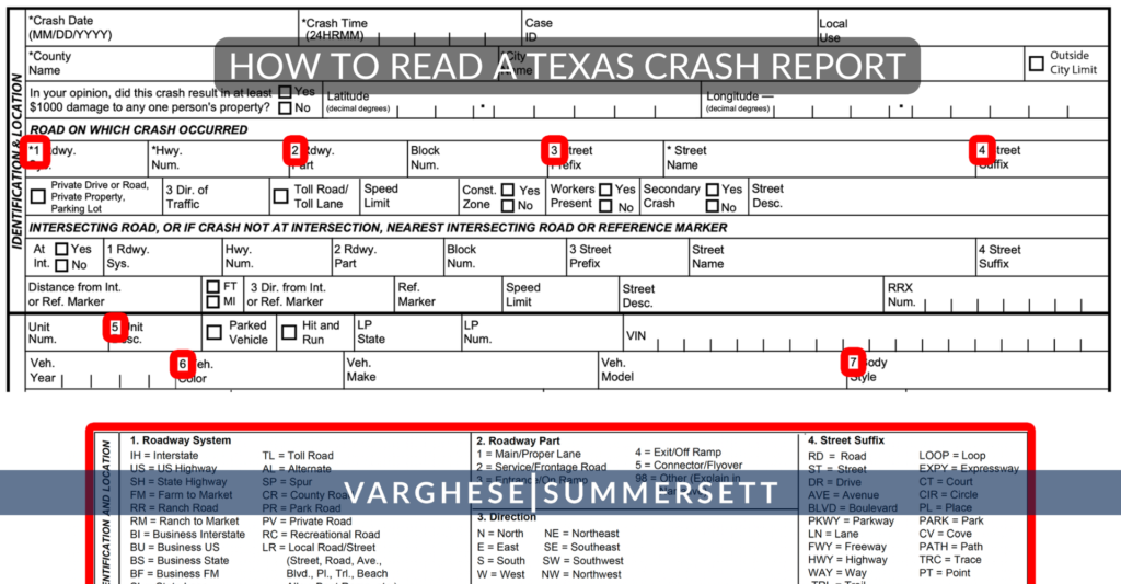 how to read a Texas crash report