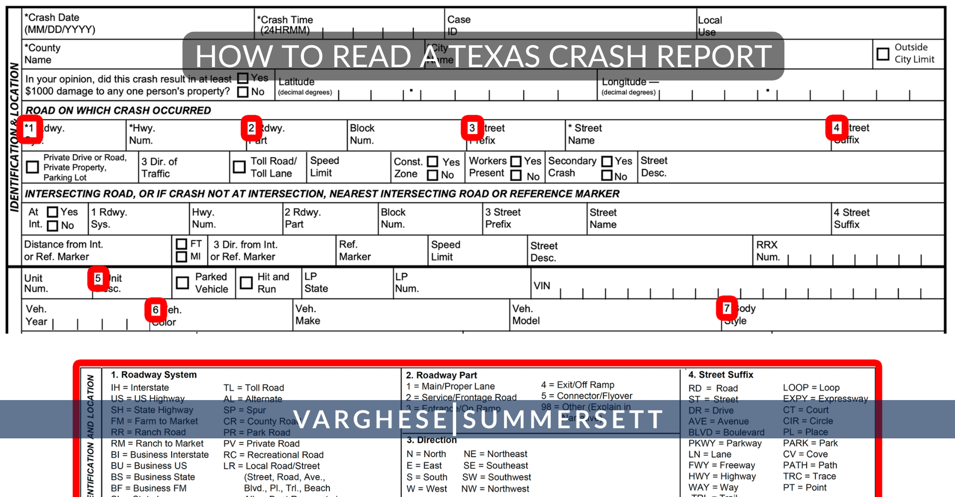 how to read a Texas crash report